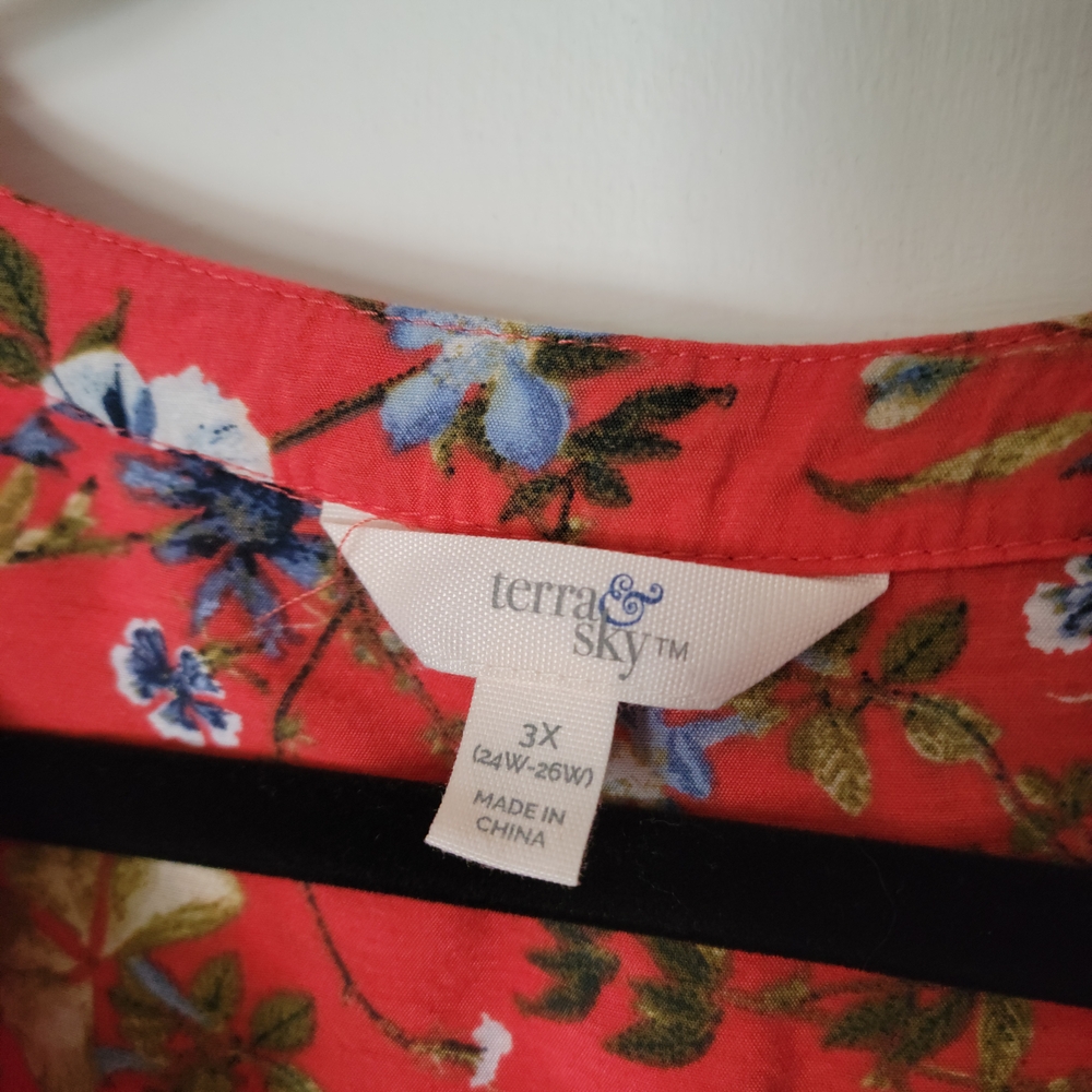 Terra & Sky Orange Floral Dress 24/26 - Picture 6 of 8